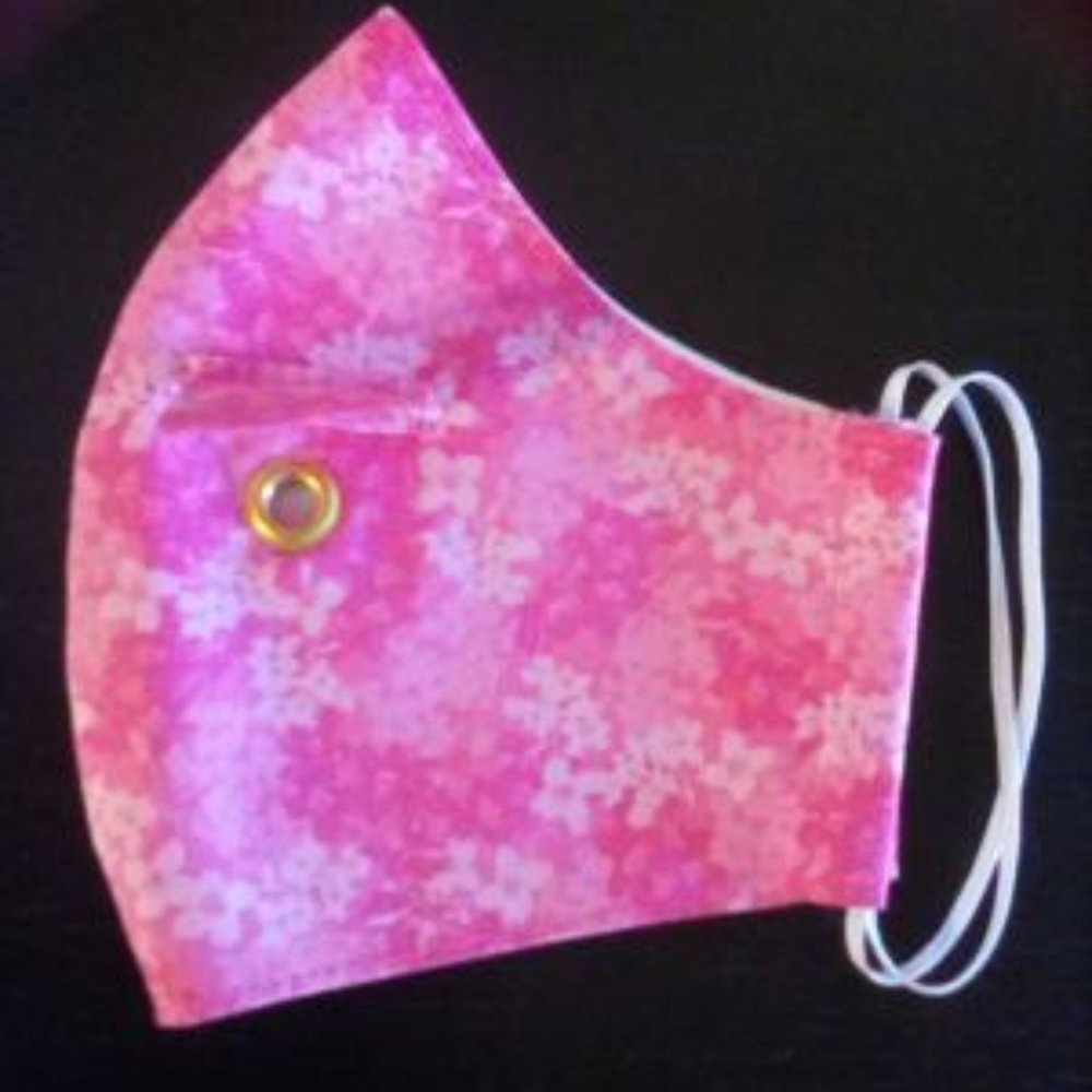 FACE MASK WITH STRAW OPENING-PINK SM.FLOWERS
